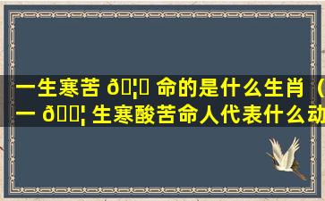 一生寒苦 🦆 命的是什么生肖（一 🐦 生寒酸苦命人代表什么动物）